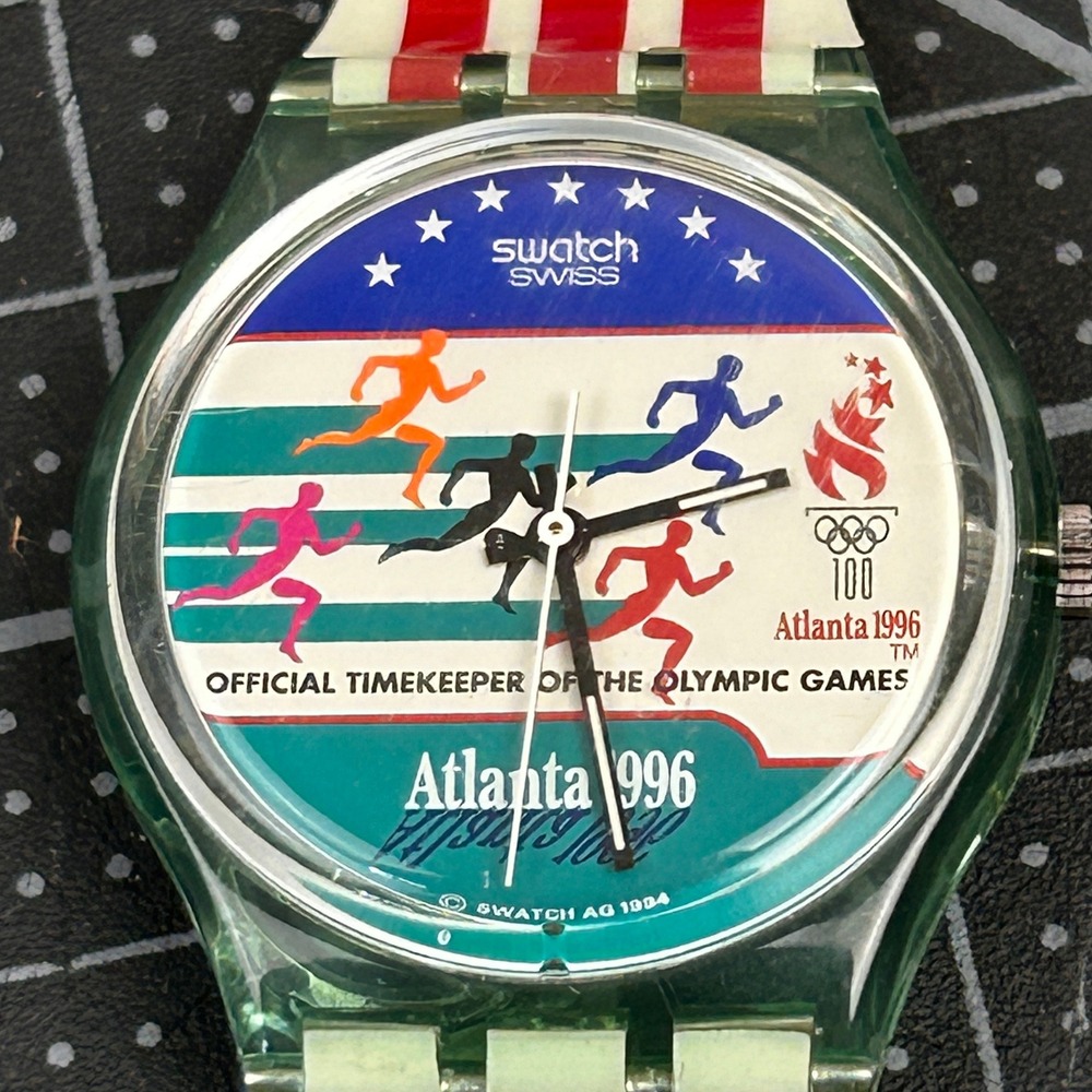 Swatch Swiss Quartz Atlanta‎ 1996 Olympic Games Official Watch w/ Case Tested